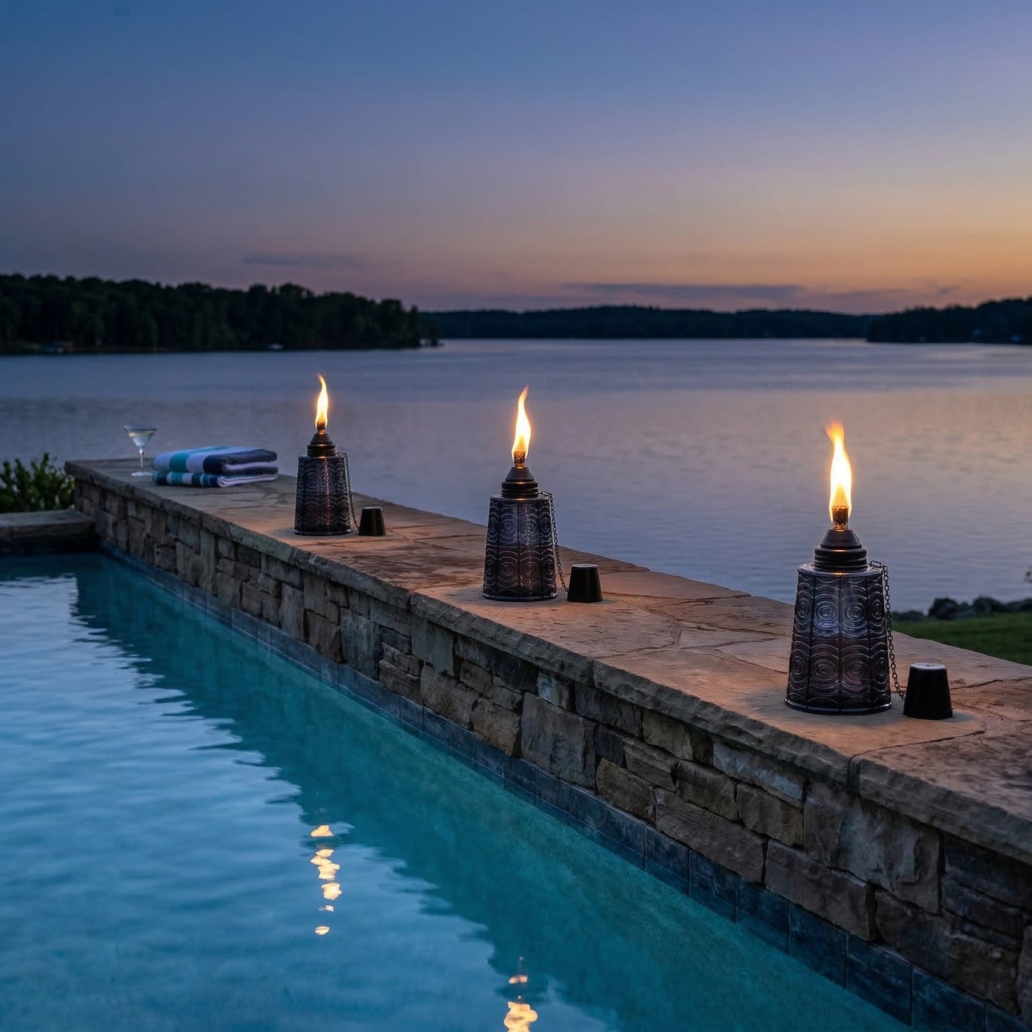 3pc Citronella Table Top Torches, Black