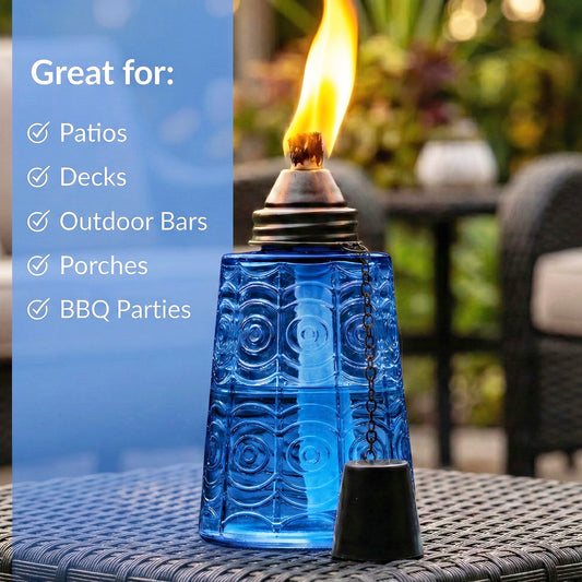 3pc Citronella Table Top Torches, Cobalt