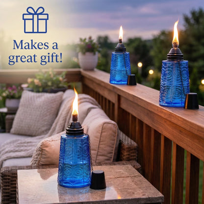 3pc Citronella Table Top Torches, Cobalt
