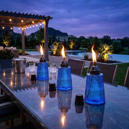 3pc Citronella Table Top Torches, Cobalt