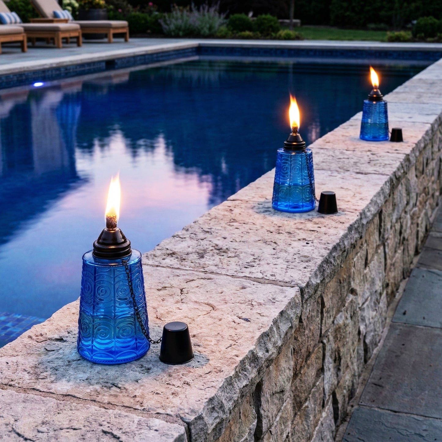3pc Citronella Table Top Torches, Cobalt