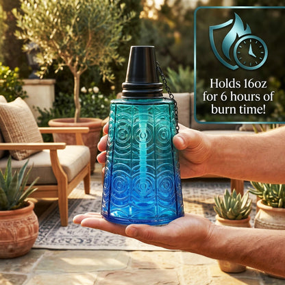 3pc Citronella Table Top Torches, Tropical Blue
