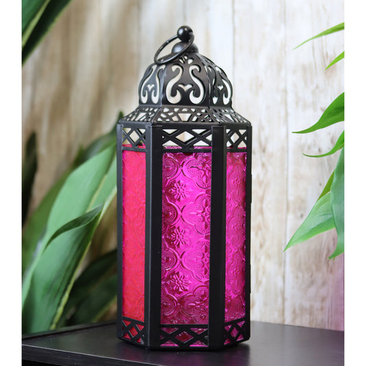 Pink Moroccan Candle Lantern, Medium