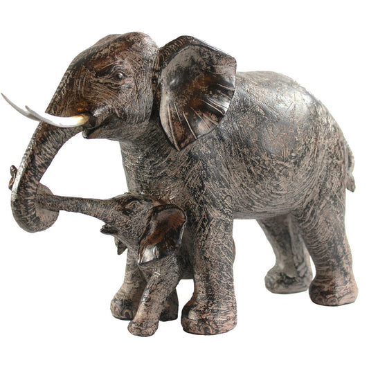 Elephant Mother and Child Walking Statue